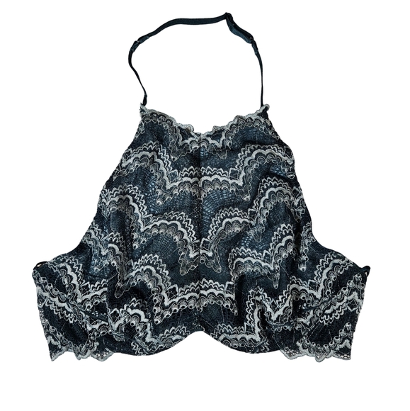 Free People Intimates Lace Halter Bralette With Underwire,  Dark Teal, Medium - Picture 5 of 16